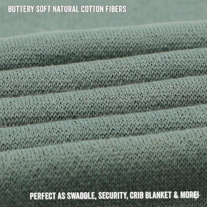 Knit Baby Swaddle Blanket - 100% Cotton Soft Cozy Receiving Swaddle Stroller Blanket for Shower Gift Registry for Newborns, Infants, Toddlers (Sheep - Pasture Green)
