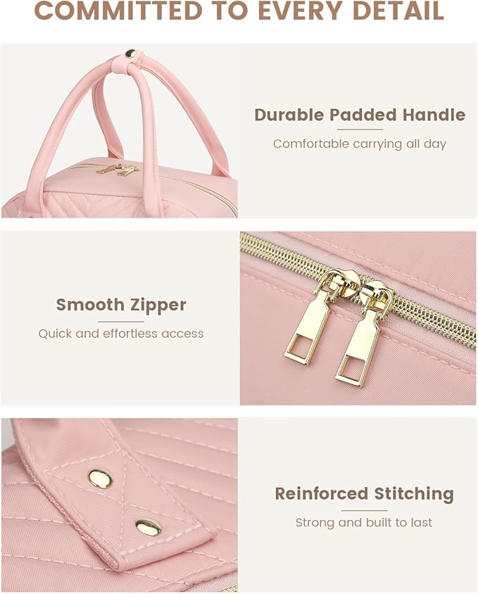 Diaper Bag Backpack,Baby Essentials Diapers Bag with Pacifier Case,Multipurpose Stylish Large Capacity Travel Backpack for Baby Girl/Boy(L-Pink)