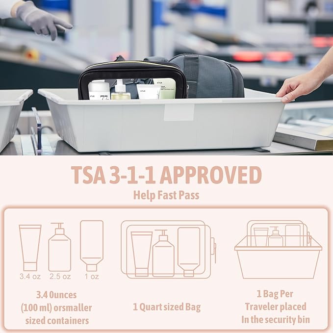 3PCS Diaper Bag Organizer Pouch Set, TSA Approved Toiletry Bag,Clear Waterproof TPU Makeup Bag Set Travel Organizer Bags for Women and Kids