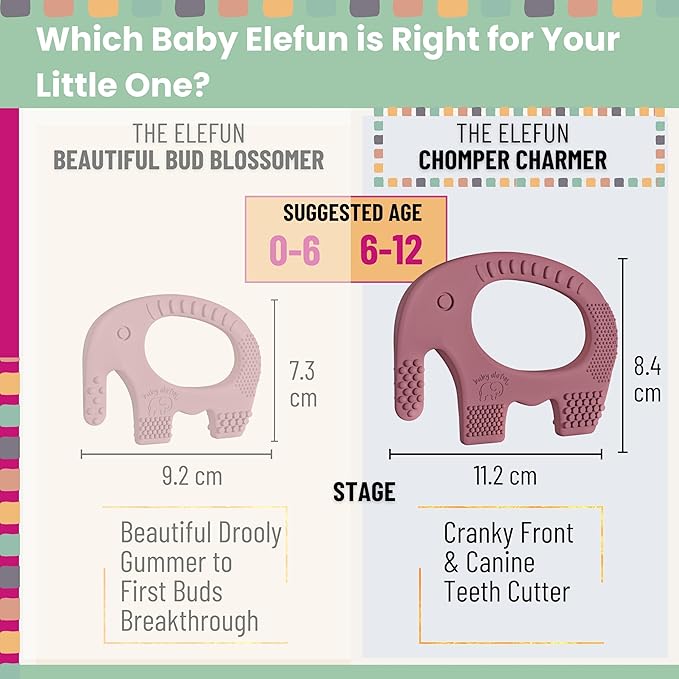 Elefun Baby Teether Pack - Gift 6 Months Blissful Teething Relief - Infant Teethers 6 to 12 Month Baby Gift Set - Safe Silicone Soothing Rings Developmental Infant Chew Toys