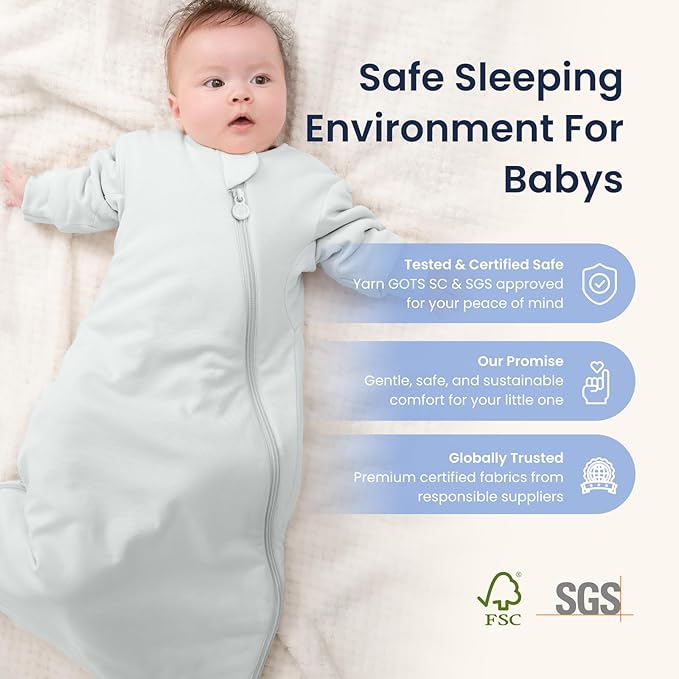 Unisex Sleeping Bag for Babies and Toddlers 1.0 Tog Sleep Sack 18-36 Months, Newborn Sleep Sack, Wearable Blanket Baby, One Piece Long Sleeves, Gifts for Baby