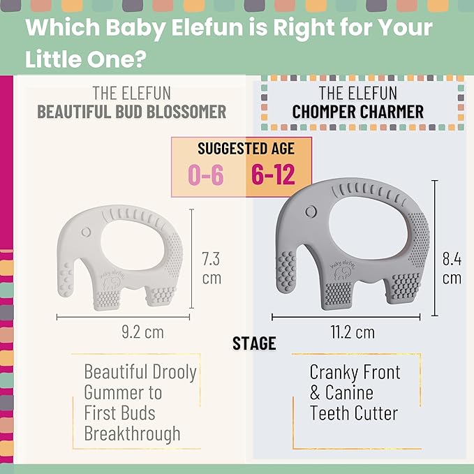 Elefun Baby Teether Pack - Gift 6 Months Blissful Teething Relief - Infant Teethers 6 to 12 Month Baby Gift Set - Safe Silicone Soothing Rings Developmental Infant Chew Toys