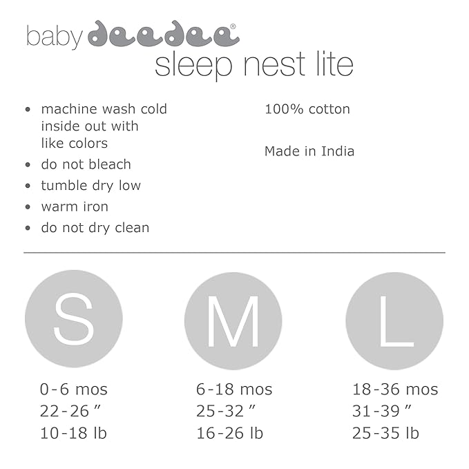 Baby Deedee 100% Cotton Sleeping Sack, Baby Sleeping Bag Wearable Blanket, Sleep Nest Lite, Infant and Toddler, Teal Elephant, Large (18-36 Months)