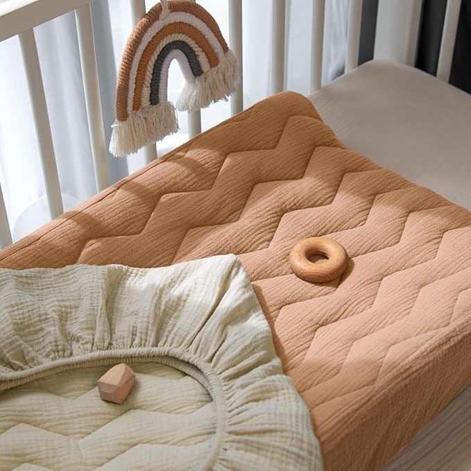 lulumoon Muslin Changing Pad Cover: Baby Cotton Quilted Changing Table Cover - Soft Changing Pad Sheets for Boys Girls