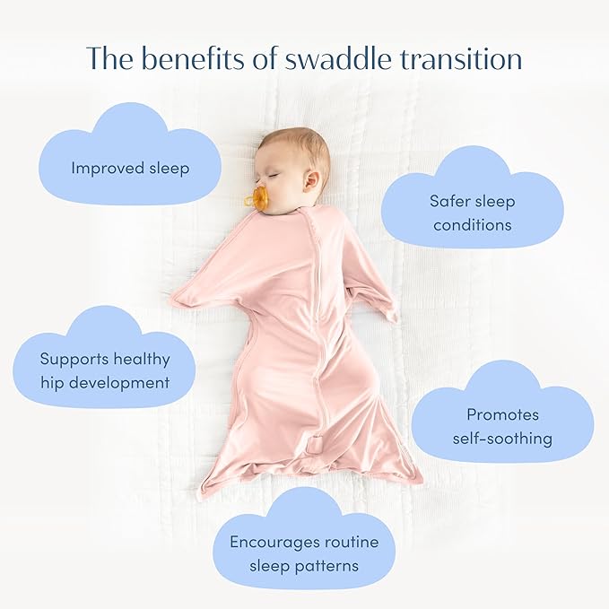 SleepingBaby Bamboo Zipadee-Zip Transition Swaddle – EverSoft Wearable Blanket with Two-Way Zipper for Easy Diaper Changes, X-Small 3-6 months, Dusty Rose