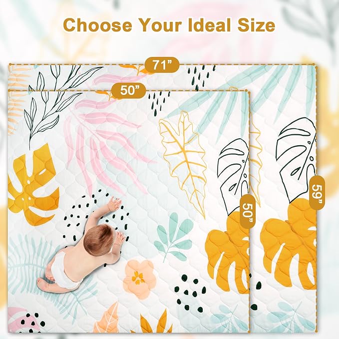 Premium Foam Baby Play Mat 71x59 – Removable & Machine Washable Cover, Extra Thick Padding Playpen Mat, Non-Slip Crawling Mat, Easy to Clean for Infants, Toddlers & Babies