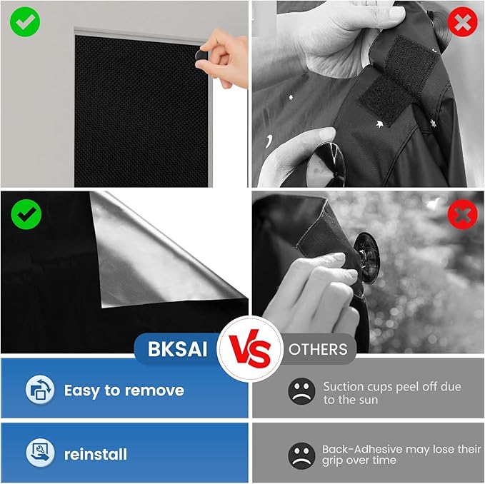 100% Blackout Curtains for Bedroom, Magnetic Portable Blackout Shades for Travel, Black Out Window Cover No Drill Cuttable for Bedroom, Nursery, Media Room, RV, 39x57 inch