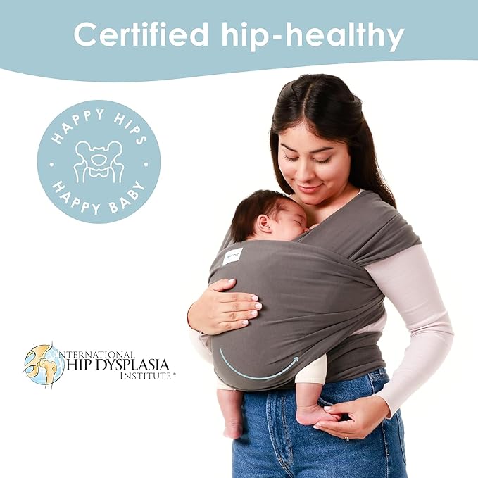 Sleepy Wrap Stretchy Ergonomic Baby Carrier Sling for Newborns to Toddlers - Hands-Free Lightweight Baby Wrap 7-35 lbs (Dark Gray)