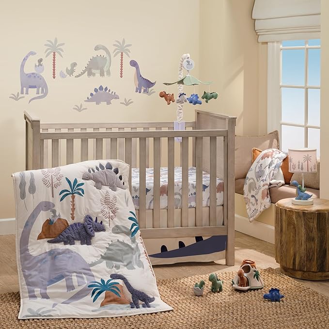 Lambs & Ivy Dino-Might 100% Cotton Dinosaur Baby/Toddler Fitted Crib Sheet