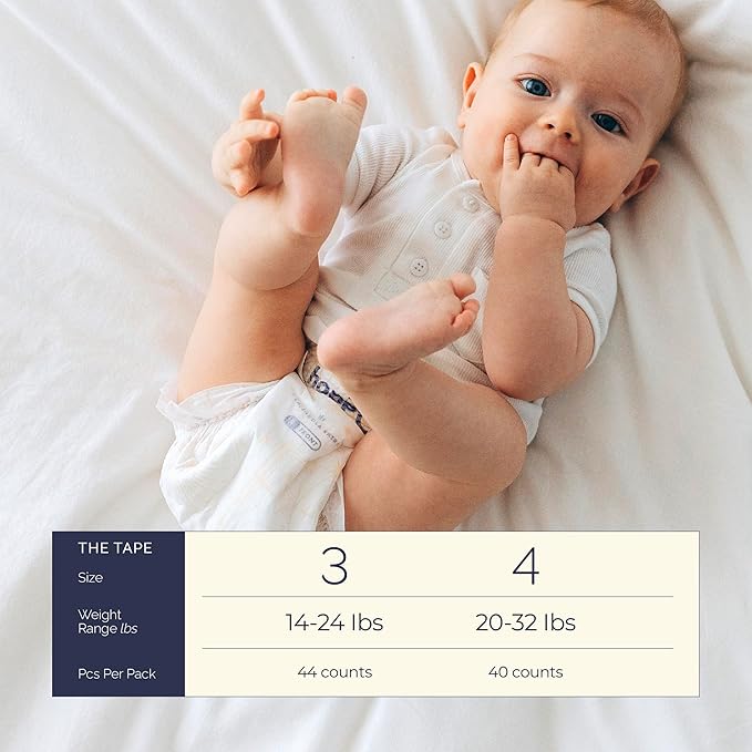 Hoppi Baby Diapers, Size 4 Tape Style Disposable Diaper | Ultra Absorbent Overnight Protection | Hypoallergenic for Sensitive Skin | 20-31 lbs, 40 Count