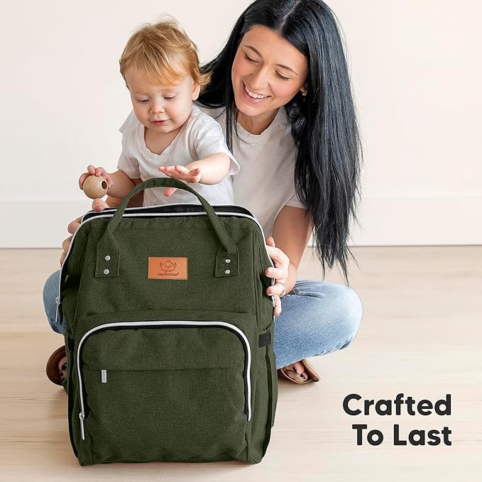 KeaBabies Baby Diaper Bag Backpack - Large Baby Bag for Boys, Girls, Waterproof Multi Function Travel Diaper Backpack with Changing Pad, Durable Travel Essentials for Moms and Dads (Dark Olive)