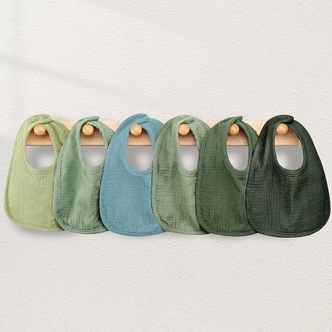 Wrrernsin Muslin Baby Bibs for Unisex Boys Girls, Cotton Drool Bibs, Adjustable Newborn Bibs for Drooling and Teething