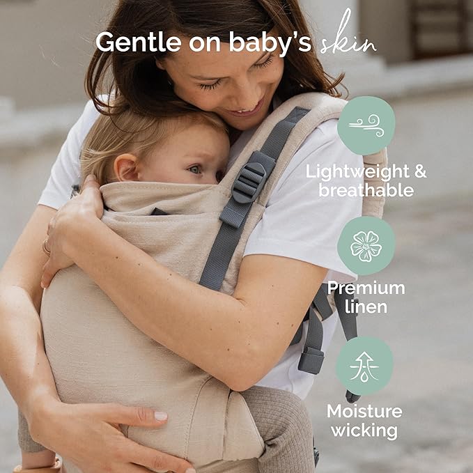 Boba X Baby Carrier Newborn to Toddler - Breathable Linen Blend, Certified Hip Healthy, Lightweight, Petite to Plus Size 7-45 lbs, Micro-Adjustable Baby Carrier from Newborn (Linen Pampas)