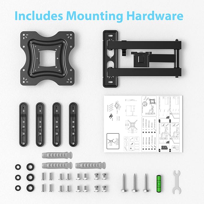Full Motion TV Wall Mount,Swivel Tilt Extension with Articulating Arms,Tvs Brackets for Wall Mount with VESA 400x400mm up to 66lbs Max,Universal TV Mount for 19-55 inch LED Monitors Flat Screen.