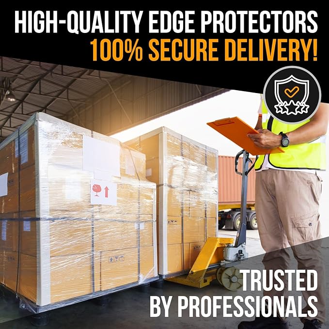 48" x 2" x 2" Reinforced Cardboard Edge Protectors, White (Pack of 12) – 0.225" Thick Extra Heavy-Duty Cardboard Corner Protectors – American Quality V-Board Pallet Edge Protectors