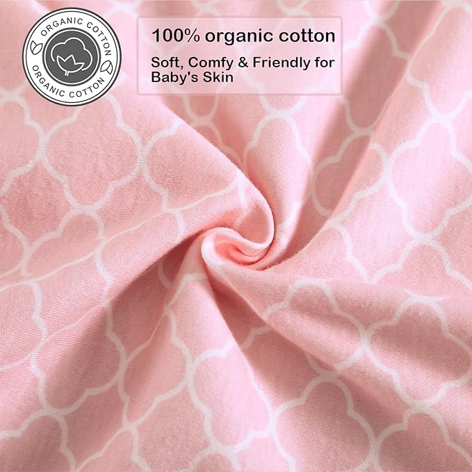 Baby Swaddle,Sleep Sack 3-6 Months,3-Way Adjustable Wearable Transition Blanket Boy and Girl,100% Cotton,TOG 1.0 (Pink, Medium(3-6 Months))