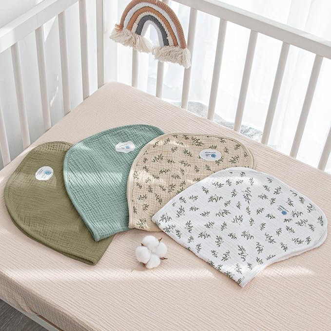 lulumoon Muslin Burp Cloths for Babies: 100% Soft Cotton Large Burping Cloths - Neutral Baby Burp Rags for Boy and Girl - Absorbent Burp Cloth for Spit-Ups 4 Pack