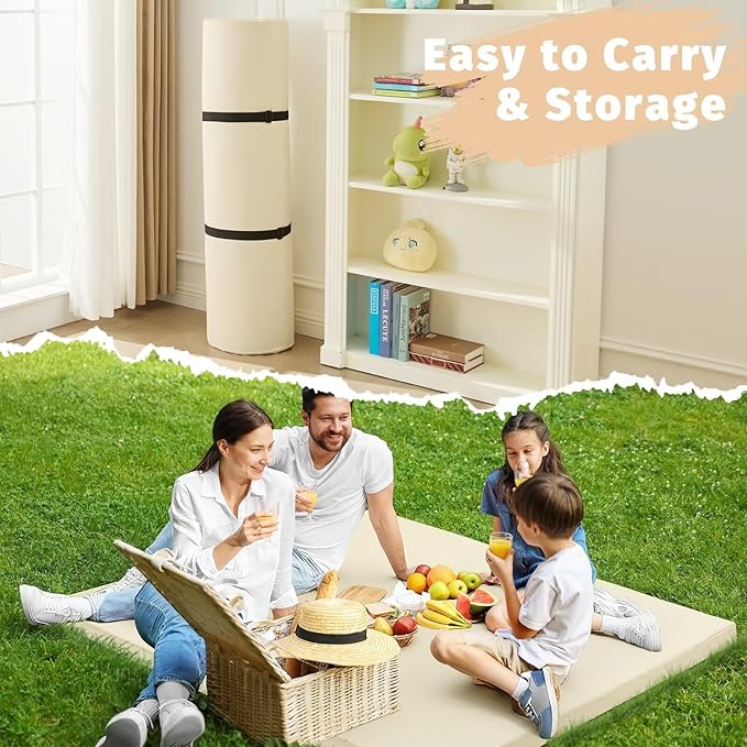 Waterproof Baby Play Mat for Floor 1.3"Thick Memory Foam 59*79 Cushion Playpen Playmat Tummy Time Crawling Mat Nursery Rug Pad Mattress Create Soft & Safe Area for Infants,Toddler,Kids,Beige