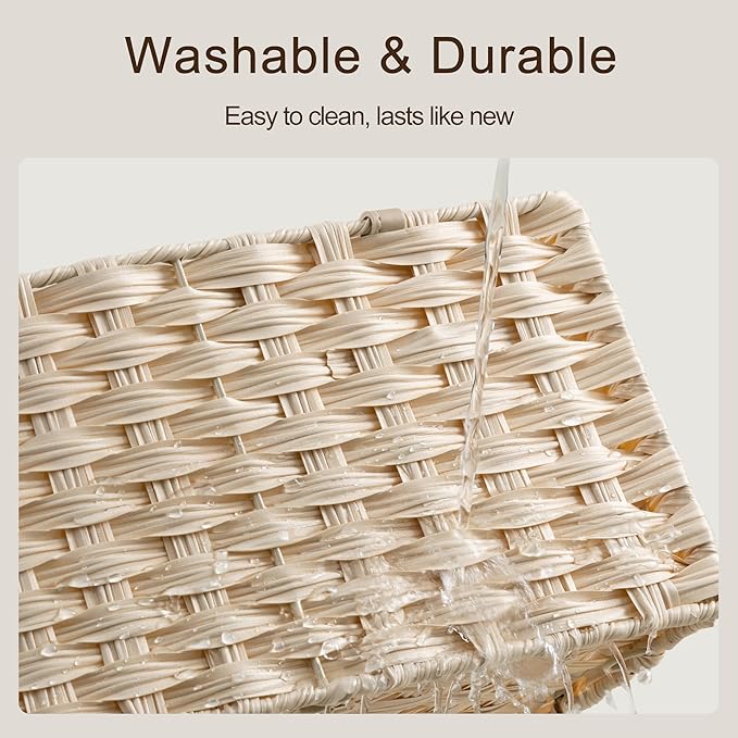 HBlife Diaper Caddy Organizer, Washable Waterproof, Portable Plastic Wicker Woven Basket with Divider, Nursery Diaper Station, Baby Shower Gifts Basket & Car Organizer