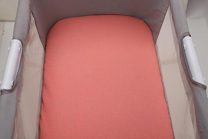 Onacosht Muslin Bassinet Sheets 35" X 20" Compatiable with AMKE 3 in 1 Bassinets, MiClassic, Uiuwoo, Foalom, YADAQE, Milliard and TCBunny Bassinet, 100% Cotton 2 Pack, Pink and Pastel Violet