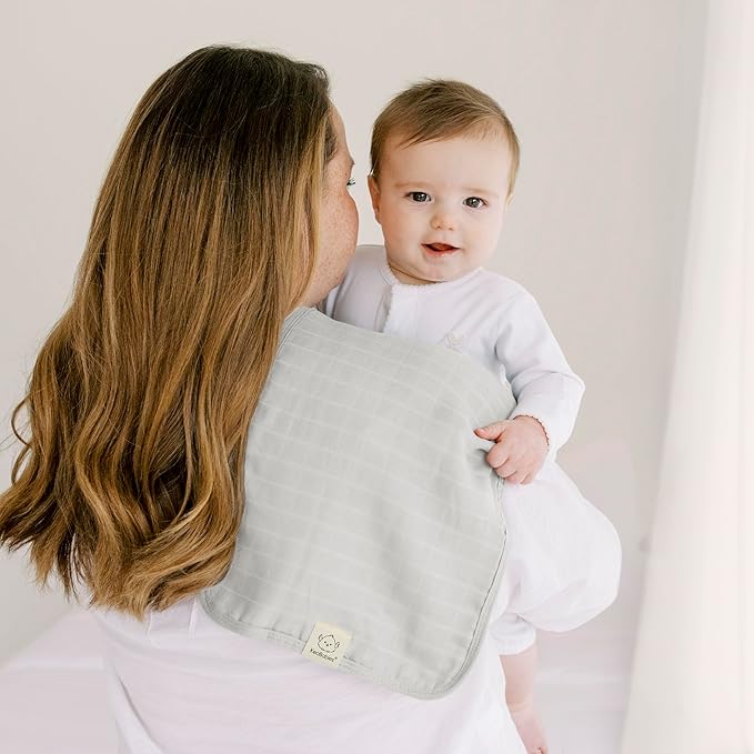 KeaBabies Cotton Muslin Burp Cloths Baby Boy, Girl - 5-Pack Soft & Absorbent Burping Cloth for Babies, Large Baby Towels & Washcloths for Newborn, Spit Up Rags, No Shrink, 20x10 (Nimbus)