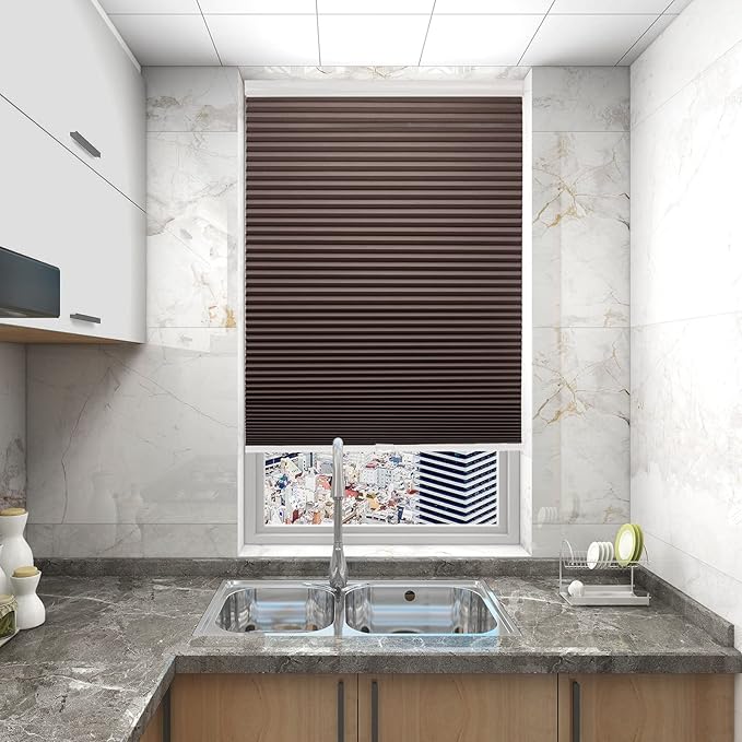 Changshade Custom Blinds Cellular Shades Cordless Blackout, Door Window Shade Indoor Honeycomb Blind Room Darkening Light Blocking Pleated 1.5'' Single Cell for Bedroom, Nursey, Bathroom, Taupe