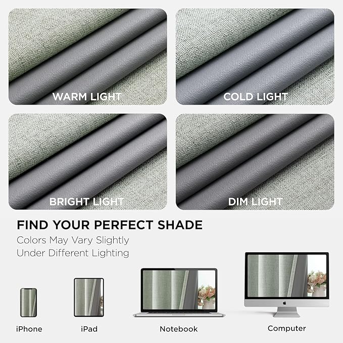 Joydeco Sage Green Blackout Curtains 96 Inches Long, Curtains 96 Inch Length 1 Panel for Bedroom, Thermal Insulated Linen Black Out Curtains with Grommets(100x96, Sage Green)