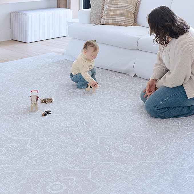Baby Play Mat for Floor - Layla (4x6ft) - Premium EVA Foam Play Mat for Babies & Toddlers (Ages 0-5+) - Non-Toxic Playmat for Tummy Time, Crawling & Playroom - Stylish & Comfortable
