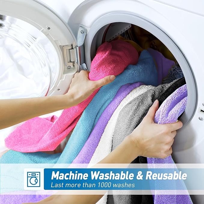 WEAWE Blue Microfiber Cleaning Cloth 13"x13", Ultra Soft Absorbent Microfiber Cleaning Rags for Housekeeping Cleaning Supplies, Lint Free Reusable Cleaning Cloths for House Washable, Pack of 12