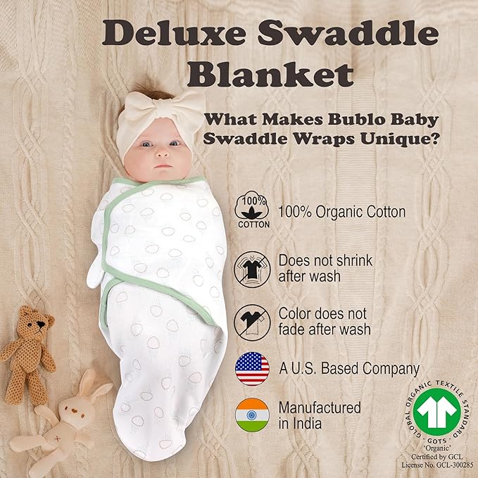 Bublo Baby Swaddles for Newborns – 3-Pack Infant Swaddles 0-3 Months – Adjustable Swaddle Sleep Sack – Soft Organic Cotton Baby Wrap for Safe & Cozy Sleep