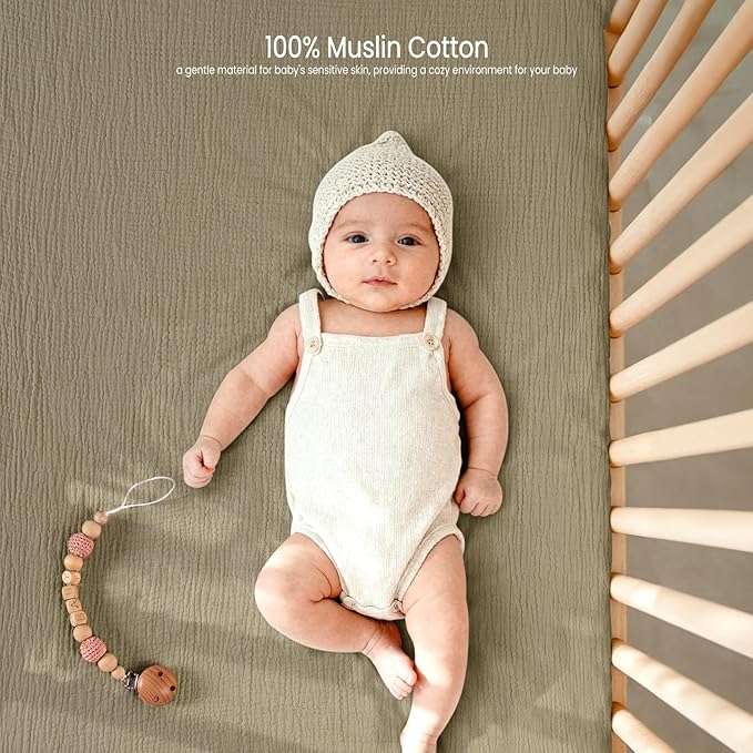 lulumoon Fitted Crib Sheets 2-Pack: Soft Muslin Cotton for Standard Crib - Boho Branch Print for Baby Boys Girls Nursery Bedding & Gift