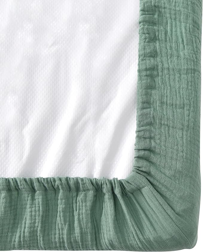 Changing Pad Cover for Baby Girls Boys - 100% Organic Cotton Muslin Changing Pad Sheets with Secure 360° Elastic Fit, Ultra-Soft for Delicate Skin, 2 Pack