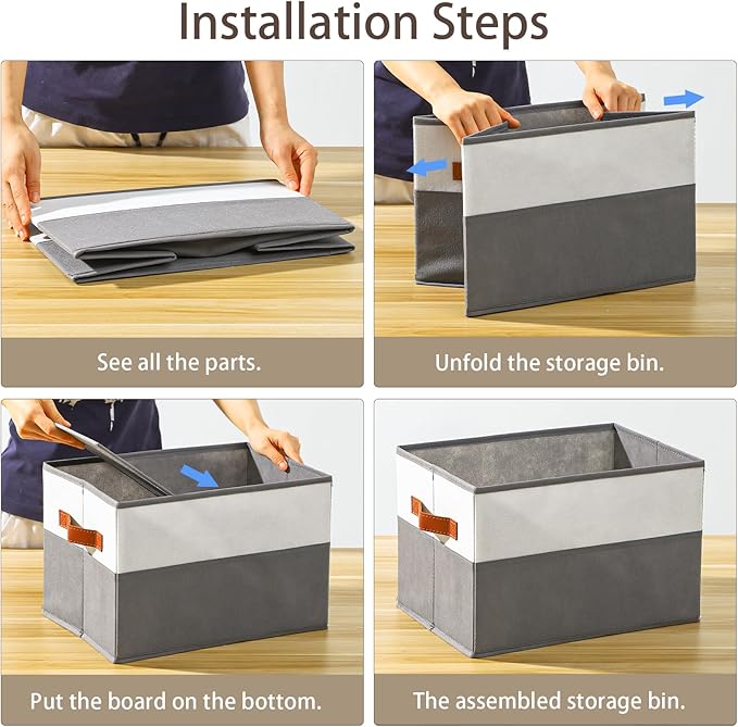 8 Pack Large Storage Bins with Handle,Storage Baskets for Shelves,Fabric Closet Organizer for Organizing Clothes Blanket,Collapsible Storage Bins,Sheet Organizers and Storage,14”x10”x9.5”