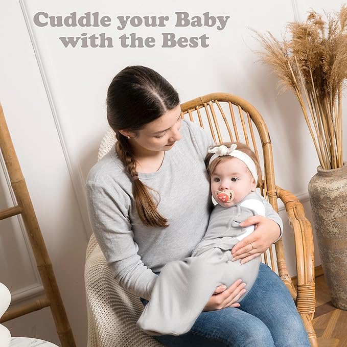 Bublo Baby Swaddles for Newborn Girls - 3 Pack Baby Swaddle Sleep Sacks - 3-6 Months - Pastel Grey-White Solid
