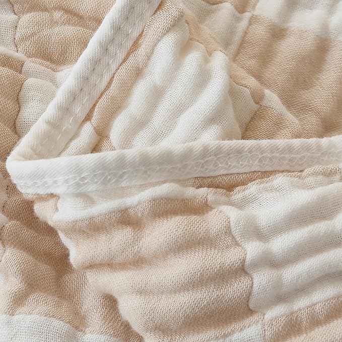 Ultra Soft Checkered Muslin Baby Blanket Pack of 2 Cotton Muslin Swaddles Blankets for Babies and Toddlers Girls Newborn 42 x 42 inches Cream and Pink
