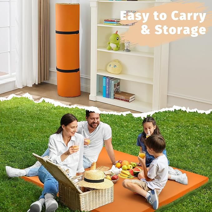 Waterproof Baby Play Mat for Floor 1.3"Thick Memory Foam 47*47 Cushion Playpen Playmat Tummy Time Crawling Mat Nursery Rug Pad Mattress Create Soft & Safe Area for Infants,Toddler,Kid,Orange