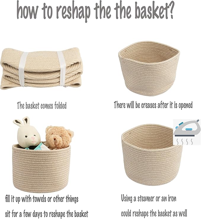Woven Cotton Storage Baskets - 3-Pack Round Bins (10x10x7'') for Shelves, Closets & Bookcases | Durable Rope Organizers for Nursery, Baby, Toys, Easter & More (Oatmeal)