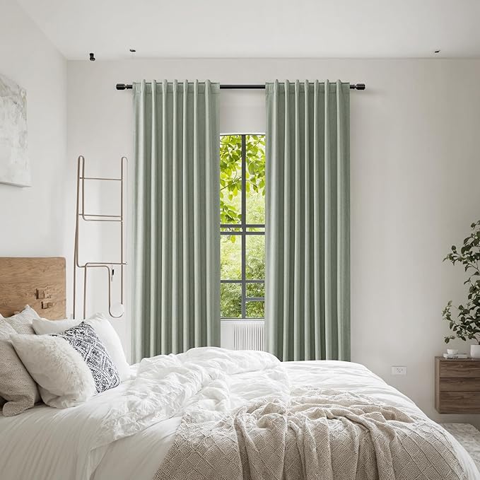 Guken 100% Blackout Curtains 102 Inch Length 2 Panels Set for Living Room Bedroom Back Tab Thermal Insulated Black Out Linen Drapes Room Darkening Window Curtains 102 Inches Long,Desert Sage