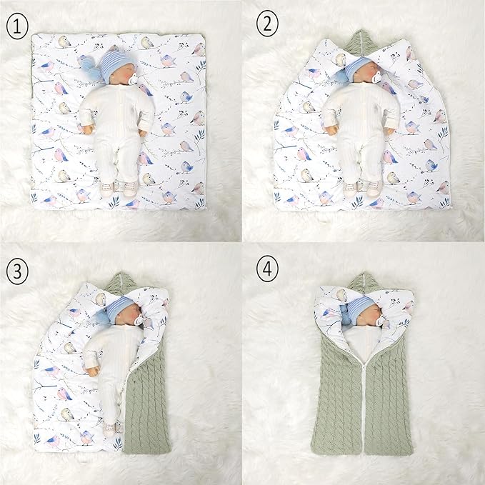 Yanmucy Baby Swaddle Blanket Multifunction Wrap Knitted Sleeping Bag Newborn Baby Receiving Blankets Stroller Wrap for 0-12 Months (Coffee)