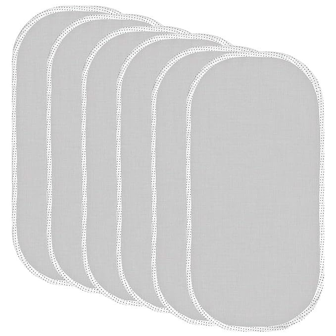 TILLYOU Waterproof Changing Pad Liners 6 Pack, 100% Cotton Reusable Cloth Diaper Liners, Gray