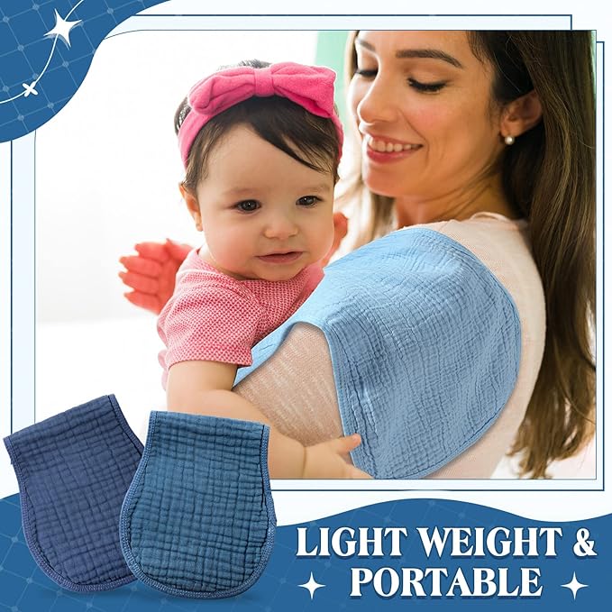 Frienda 8 Pack Muslin Burp Cloths for Baby Large 20 x 10 Inch Cotton Burp Rags for Spit up Drool Absorbent Soft Multicolor Wash Cloths Diapers for Newborn Girl Boy Essential Shower Gift(Cool Colors)