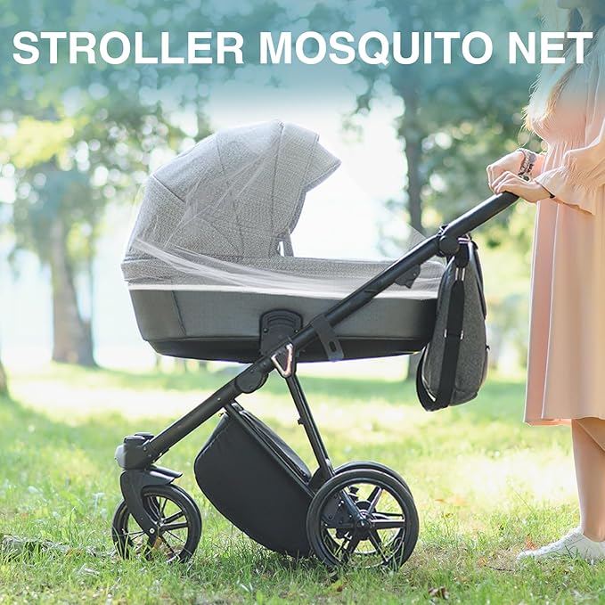 Baby Mosquito Net for Stroller 2 Pack, Perfect Bug Net for Strollers, Bassinets, Cradles, Playards, Pack N Plays and Portable Mini Crib, Baby Insect Netting Cover, White