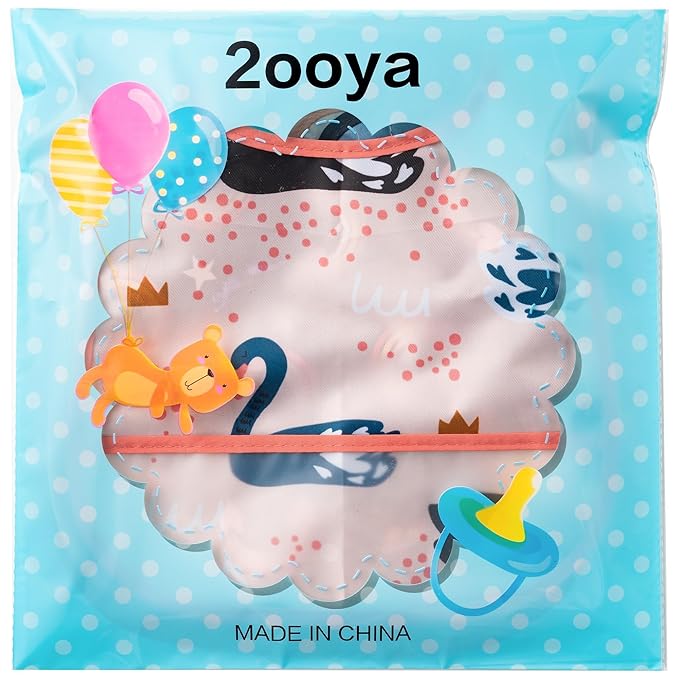 2ooya 6Pcs Waterproof Toddler Bibs Baby Feeding Bib Set with Crumb Catcher Pocket, Infant Adjustable Baby Teething Bib, Babies Sleeveless Animals Food Bibs Keepsake Gift for Baby Shower, 6-24 Months