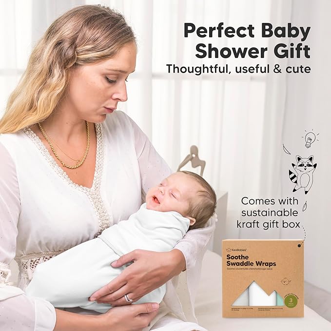 3-Pack Organic Baby Swaddle Sleep Sacks - Swaddles for Newborns, Infant 3-6 Months, Baby Girls, Boys, Soft & Snug Newborn Sleep Sack, Nursery Swaddling Blankets (Sage, L)