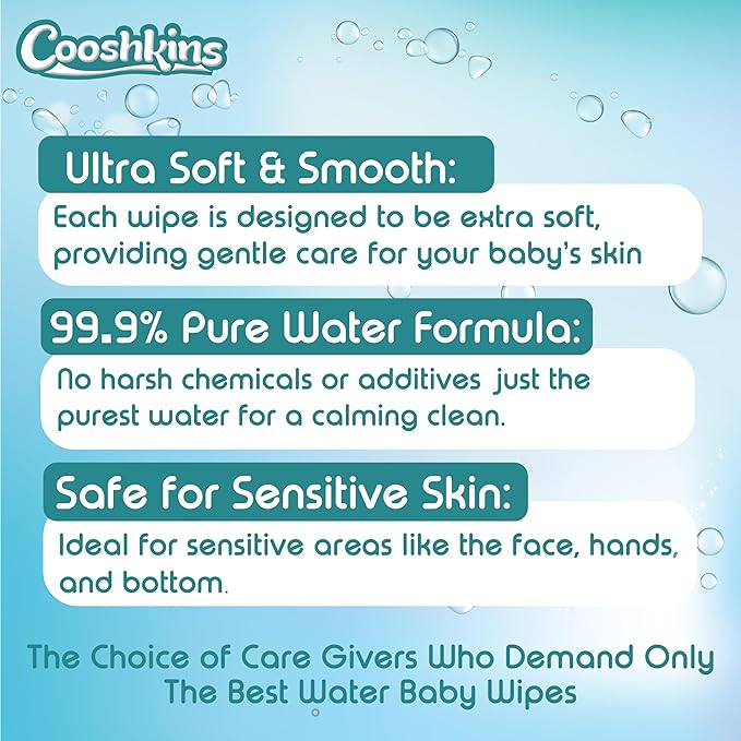 De-Chlorinated Pure Water Baby Wipes | Soft & Thick 60 Count (Pack of 1) Gentle Unscented Wipes for Sensitive Skin | 99.9% Pure Water Based | Alcohol-Free, Paraben-Free