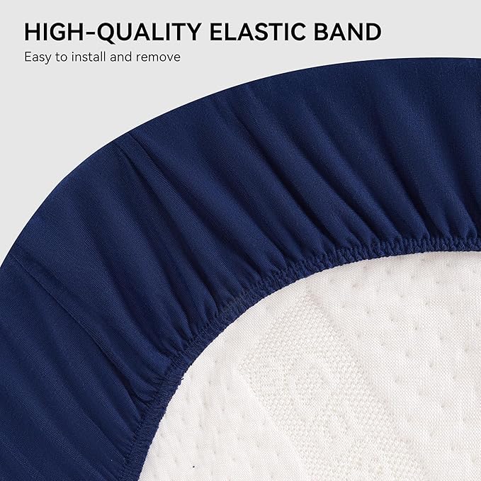 TILLYOU Baby Bassinet Sheets for Girls Boys 2 Pack Baby Sheets for Square Rectangle Oval Bassinet Mattress 33X16 Inch, Adventure and Dark Blue