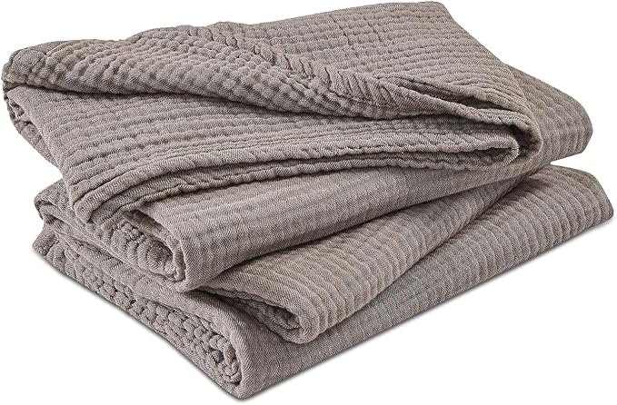EMME Cotton Muslin Large Throw Blanket Couch Breathable Gauze Soft Lightweight Bed Blankets Adults (Heather Brown, 50"x70")