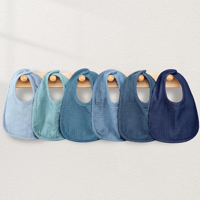 Wrrernsin Muslin Baby Bibs for Unisex Boys Girls, Cotton Drool Bibs, Adjustable Newborn Bibs for Drooling and Teething
