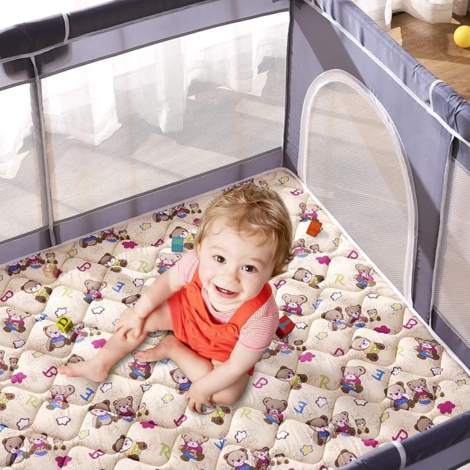 Baby Play Mat - 72" X 48",Premium Thicker Foam One-Piece Machine Washable, Extra Large Anti-Slip Soft Cushioning Foam Playmats for Babies and Toddlers, Foldable Baby Crawling Mat for Playpen