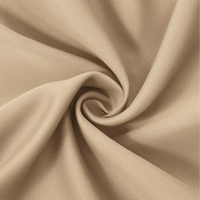 LEMOMO Blackout Curtains 52 x 72 Inch Beige Curtains 2 Panels Darkening Thermal Insulated Bedroom Curtains